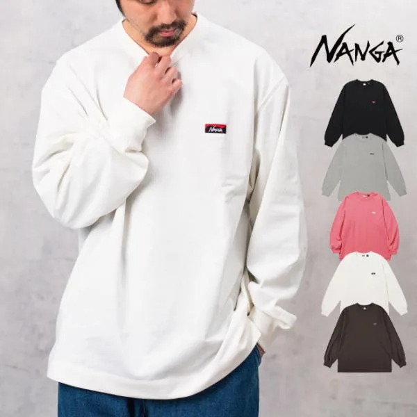 NANGA ナンガ ECO HYBRID BOX LOGO EMBROIDERY L/S TEE ロングスリーブTシャツ 長袖 ロンT インナー カットソー ロゴ コットン メンズ レディース 春 秋 冬