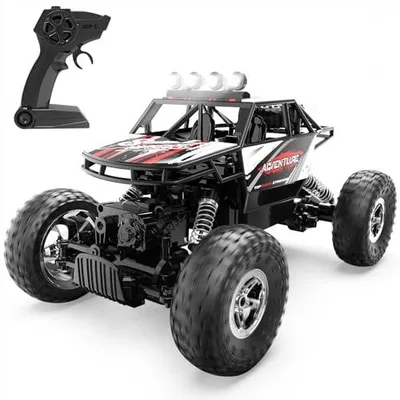 DEERC 子供向けラジコンカー 4WD 1/16スケール 防振設計 操作時間90分 金属ボディ 全地形対応 オフロード 2.4GHz DE45