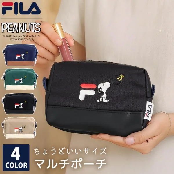特価 FILA フィラ スヌーピー SNOOPY ポーチ 小物入れ 旅行 トラベルポーチ 化粧ポーチ ロゴ刺繍 おしゃれ かわいい