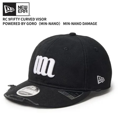 ニューエラ メンズ ミンナノ コラボキャップ レディース NEW ERA RC 9FIFTY Curved Visor Powered by GORO(MIN-NANO) MIN-NANO Damage ブラック 帽子 15175389