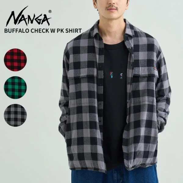 ナンガ メンズ ネルシャツ 長袖シャツ NANGA バッファローチェック Wポケットシャツ BUFFALO CHECK W PK SHIRT 軽量 N2620-1I060A