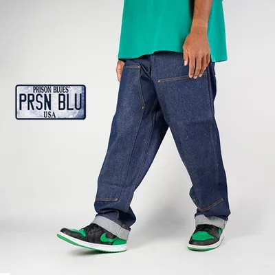 プリズンブルース ダブルニー ワークジーンズ デニム PRISON BLUES DOUBLE KNEE WORK JEANS Without Suspender Buttons 123 1231111 Rigid Blue 爆買