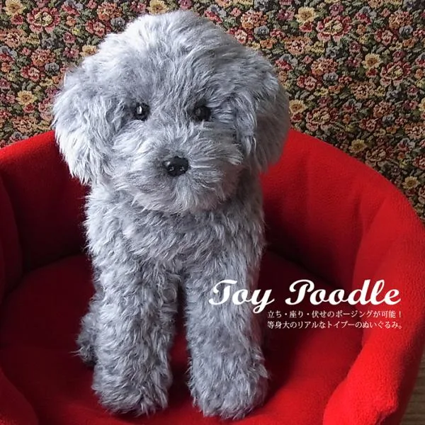 トイプードル ぬいぐるみ 犬 リアル 実物大 【 ポーズが変えられる トイプードル シルバー グレー 】 ペットロス 誕生日 プレゼント ギフト クリスマス