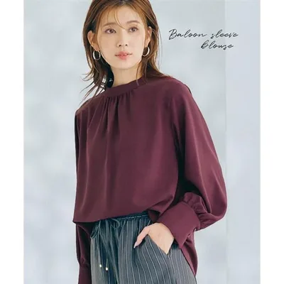 大きいサイズ レディース とろみ素材 バルーンスリーブ ブラウス 3L/4L/5L ニッセン nissen