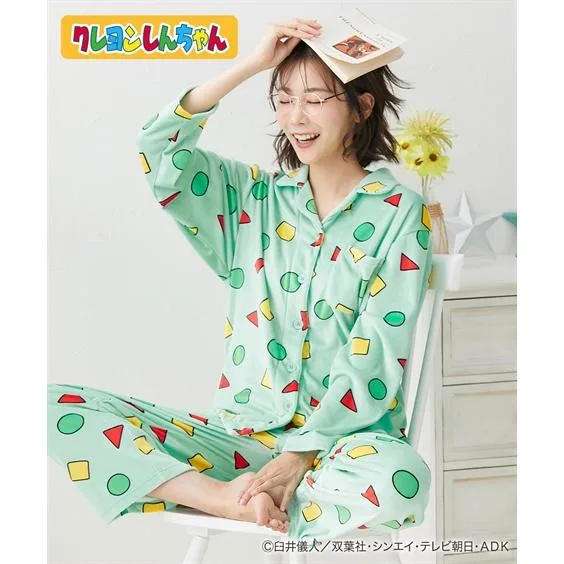 パジャマ・ルームウェア クレヨンしんちゃん ストレッチベロア シャツパジャマ ニッセン nissen