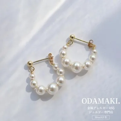 ピアス アレルギー対応 つけっぱなし フープピアス パール 18金 レディース 金属アレルギー シルバー925 卒業式 結婚式