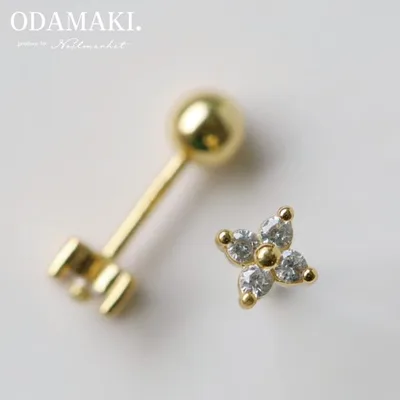 ピアス アレルギー対応 つけっぱなし 18金 レディース 金属アレルギー ネジ式 シルバー925 小ぶり