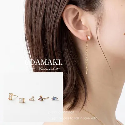 ピアス アレルギー対応 つけっぱなし 18金 レディース 両耳用 チェーン 小さめ 推し ステンレス プレゼント