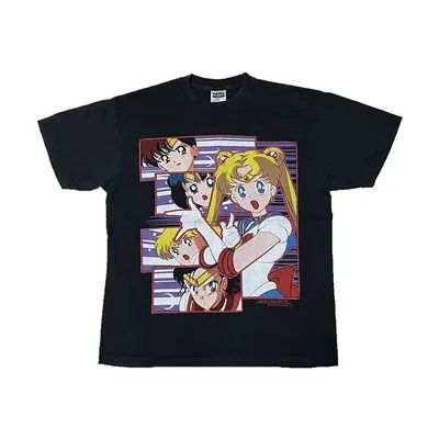 セーラームーン SAILOR MOON Tシャツ 半袖 アニメT キャラクターT 美少女戦士セーラームーン 武内直子 メンズ レディース ユニセックス ブラック 黒 XL