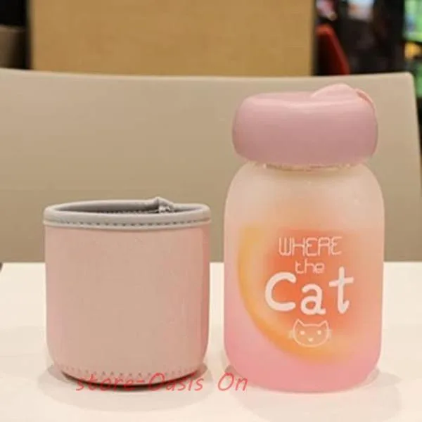 水筒 ガラス360ml 茶こし付き 茶漉し クリアボトル ウォーターボトル ミニ 直飲み 運動用 ジム クリア 自転車用 蓋付き 子供