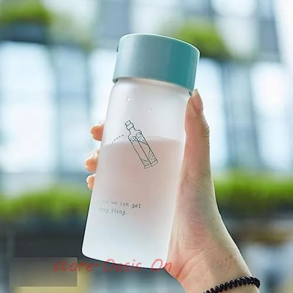 水筒 ガラスボトル 300ml ウォーターボトル 蓋付き 直飲み 手提げ付き 給水 マットテクスチャ 耐熱耐冷 小さい 無鉛 高い密封性