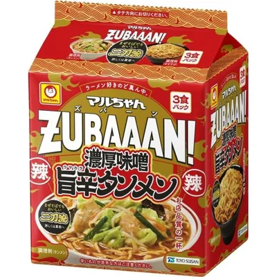マルちゃん ZUBAAAN 濃厚味噌旨辛タンメン 3食パック (126g×3食パック / 袋麺) 即席 インスタント麺 ラーメン 東洋水産