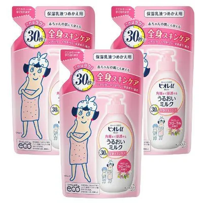 【3個】花王 ビオレu 角層まで浸透うるおいミルク フローラルの香り 詰め替え 250ml
