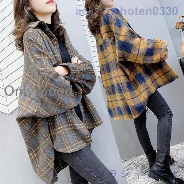 Shirt Jacket Women's Jacket Body Covering Plaid Shirt Thick Oversized Jumper Outerwear Spring Autumn Plaid Shirt