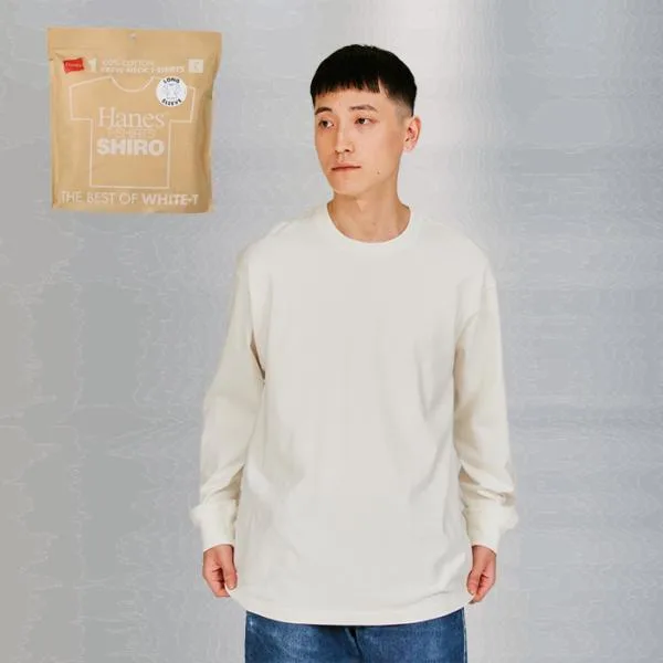 Hanes T-SHIRTS SHIRO クルーネックロングスリーブTシャツ ヘインズ シロTシャツ 長袖 HM4-A201