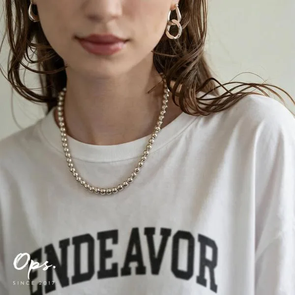 ネックレス レディース ボールチェーン ネックレス 7mm ナバホパール シンプル PALMYLA Short パルミラ ショート 丸玉 シルバー925 金属アレルギー