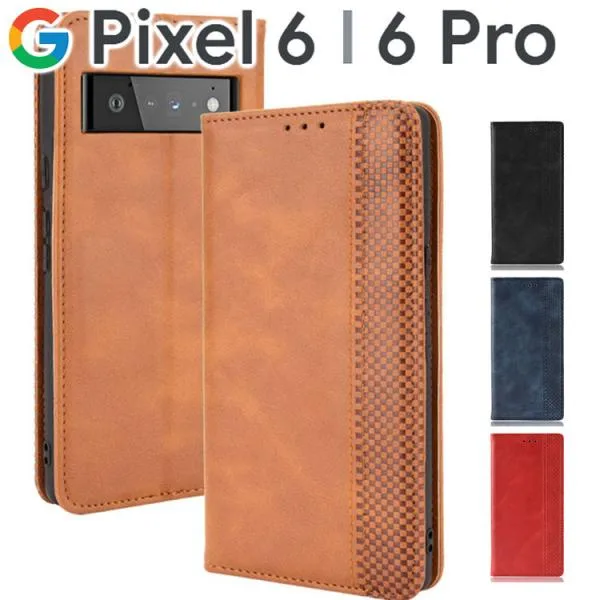 Google Pixel 6 ケース 手帳 pixel6 pro 手帳型 スマホケース 6 6Pro ピクセル6 チェック柄 合革 レトロ 手帳 ケース ポイント消化 爆買