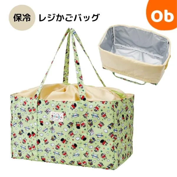 巾着付き 保冷レジかごバッグ クレヨンしんちゃん 【ネコポス送料無料】 エコバッグ マイバッグ かばん 買い物バッグ 大容量 便利 クレしん