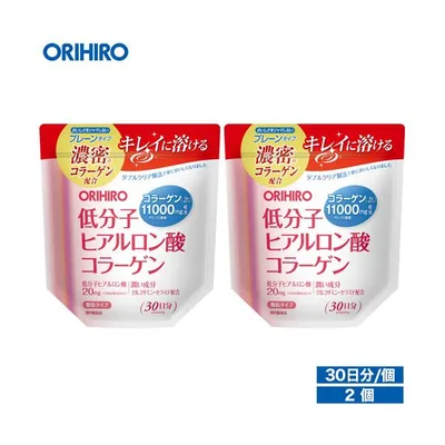 オリヒロ サプリ 1個あたり1,450円 低分子 ヒアルロン酸 コラーゲン 180g 30日分 2個 orihiro 濃密コラーゲン