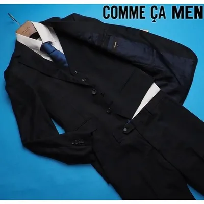新品訳あり定価11.9万円 COMME CA MEN コムサメン CERRUTIスリーピーススーツS紺(09) 03GL02-3P