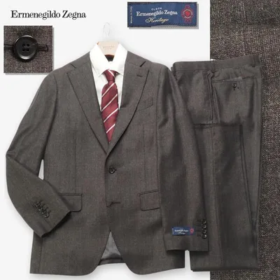 新品訳 大手スーツ専門店扱い 秋冬『Ermenegildo Zegna ゼニア Heritage 伊製生地』ウール100% サキソニー起毛 スーツY7茶(E) 1139471