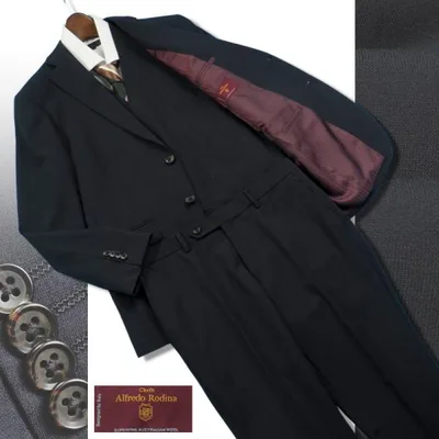 新品 大手百貨店扱い 春秋冬『Alfredo Rodina ロディーナ 伊ブランド』ストレッチ ウォッシャブル スリーピース スーツAB6紺(B1) 1300263