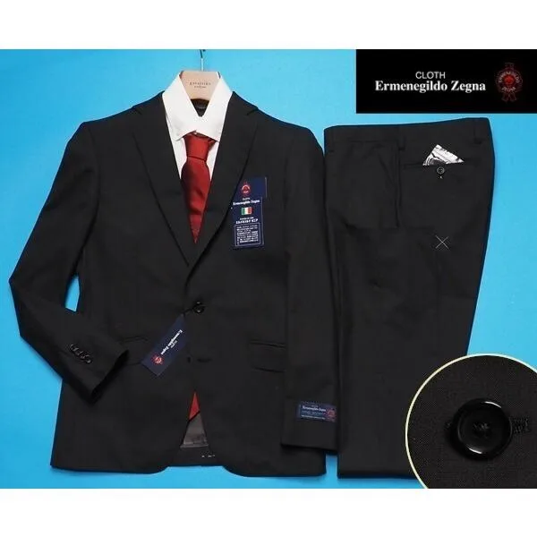 新品17.3万円 大手百貨店扱い 春夏『Ermenegildo Zegna ゼニア COOL EFFECT』ソリッド無地 ウール100% スーツYA7黒(A) 1506671