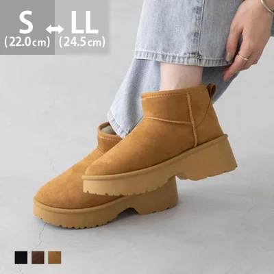 ムートンブーツ 厚底 ボア 厚底ブーツ レディース ショートブーツ 5cmヒール すべらない 防寒 痛くない 雪 プレゼント 送料無料 10/20 9:59マデ 3,999円