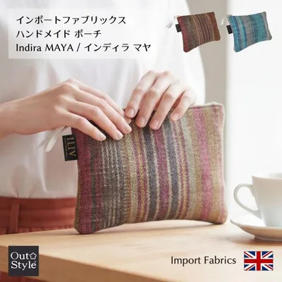 ポーチ 小物入れ コスメポーチ 化粧 ミニ 14×19 高級感 輸入生地 インポート ハンドメイド インディラ マヤ