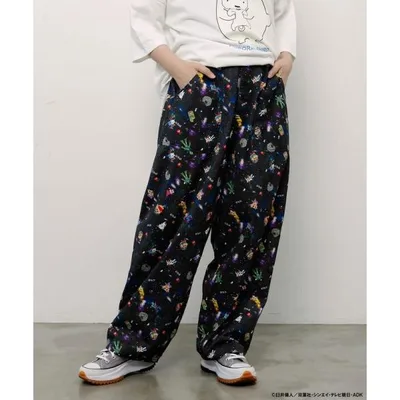 パンツ ScoLar スカラー 462021 クレヨンしんちゃん×ScoLar 花宇宙の総柄パンツ ボトムス カジュアル コラボ 原宿系 個性的 ポイント