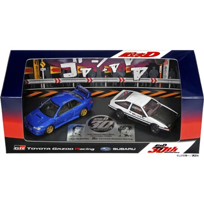 TGR グッズ ミニカー 頭文字D 30th 1/64 TRUENO AE86 & IMPREZA GC8 モデルカー 数量限定 TOYOTA GAZOO Racing TGRC-a312-01