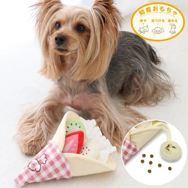 犬 おもちゃ 知育 ノーズワーク クレープ | トイ TOY ストレス解消 苺 バナナ キウイ いちご 噛む オモチャ ペットトイ 玩具 コミュニケーション 訓練