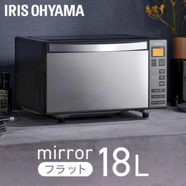電子レンジ フラット 18L 単機能 アイリスオーヤマ 電子レンジ フラットテーブル ミラーレンジ ミラーガラス キッチン 調理家電 オートメニュー IMB-FM1805