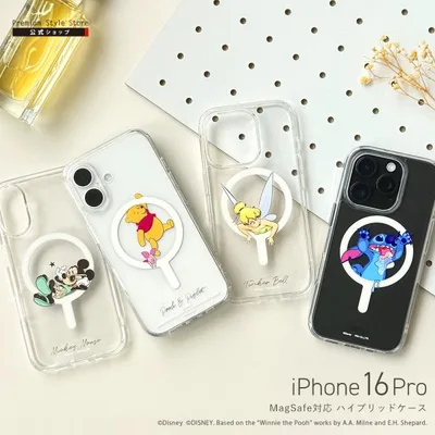 iPhone16Pro ケース カバー ディズニー キャラクター Disney クリア 透明 MagSafe対応 ストラップホール ハイブリッド iPhone 16 Pro