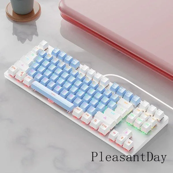 USB87キーブルーアクシスかわいい有線ゲーミングキーボード