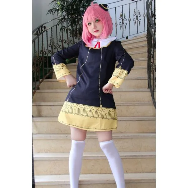 ウィッグ付 スパイファミリー 風 アーニャ・フォージャー Anya Forger コスプレ衣装 4点セット 大人サイズ S〜XXL 子供サイズ 120〜150cm