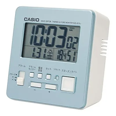 CASIO(カシオ) 目覚まし時計 電波時計 ブルー 水色 デジタル 小型 スヌーズ ライト DQD-805J-2JF