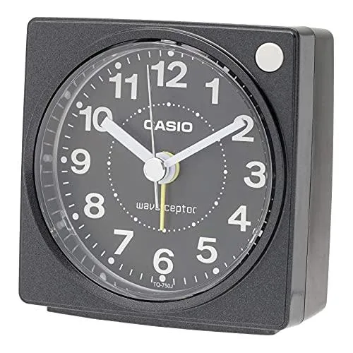 CASIO(カシオ) 目覚まし時計 電波時計 置き時計 ブラック 黒 アナログ 卓上時計 小型 ライト TQ-750J-1JF
