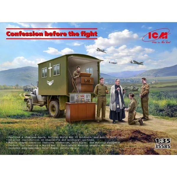 ICM 1/35 WWII イギリス陸軍 移動式礼拝堂トラック w/フィギュア スケールモデル 35585