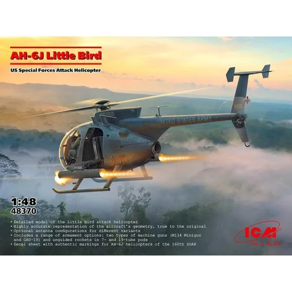 ICM 1/48 アメリカ特殊部隊攻撃ヘリコプター AH-6J リトルバード スケールモデル 48370
