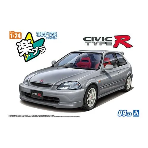 アオシマ 1/24 EK9 シビック タイプR 1997 ボーグシルバーメタリック スケールモデル 09-VS