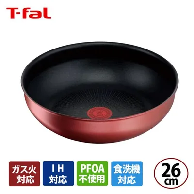 T-fal インジニオIHルージュWOK26 RED L38377 3168430321199 キッチン用品 調理器具 ティファール フライパン IH ガス火 兼用