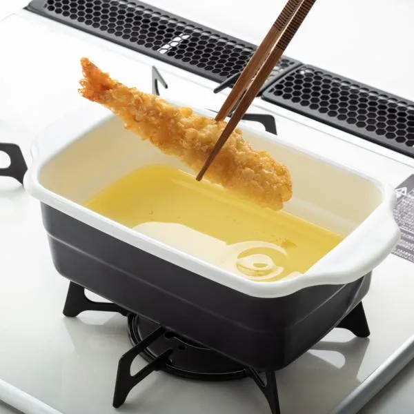 高木金属工業 ホーロー天ぷら鍋 角型 HT-KBW ブラック キッチン用品 調理器具 IH対応 ガス火対応 揚げ物 鍋