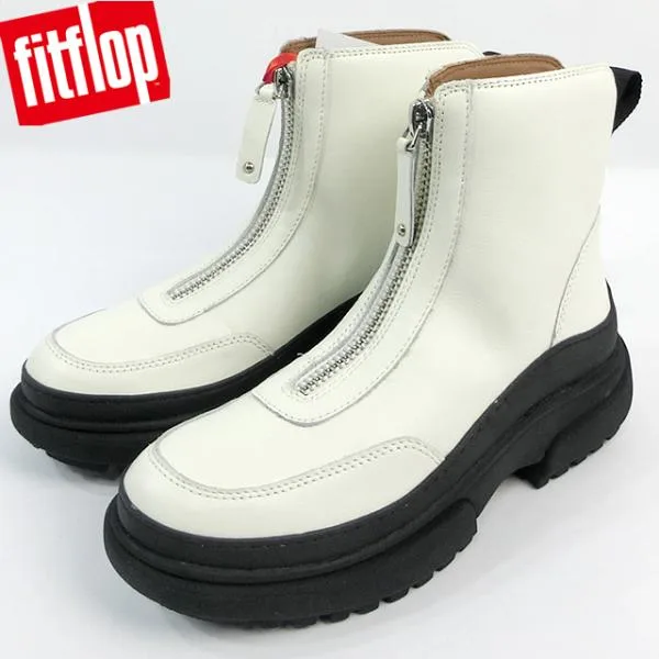 フィットフロップ ショートブーツ アンクルブーツ レザー FITFLOP WYLDER ZIP-FRONT LEATHER ANCLE BOOTS IE2-477 CREAM【新品特価セール】