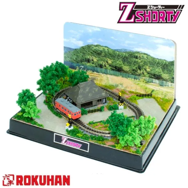 Zショーティー キハ52-156首都圏色 ミニレイアウト2&情景夏パーツセット 爆買 ロクハン Zゲージ ジオラマセット 鉄道模型 電車 レール 踏切 卓上
