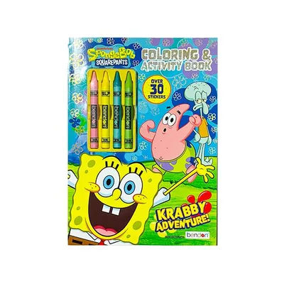 スポンジボブ クレヨン付き ぬりえ 21435 塗り絵 ぬり絵 カラーリングブック くれよん シール 英語 子ども SpongeBob キャラクター グッズ 輸入