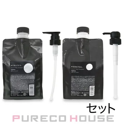 ハホニコ ケラテックス ファイバーシャンプー(レフィル) 1000ml《ポンプ付》+ トリートメント(レフィル) 1000g《ポンプ付》【セット】