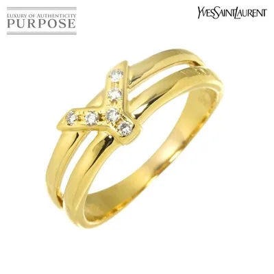 Yves Saint Laurent หมายเลข 17 แหวนเพชร 0.03ct K18 YG สีเหลืองทอง 750 แหวนเพชรเริ่มต้น Y แหวนเพชร 90329114
