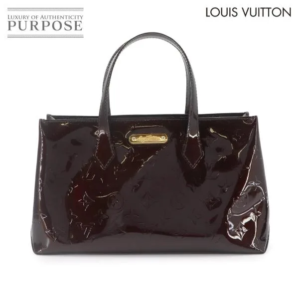 ไม่ได้ใช้ Exhibit Louis Vuitton Wilshire PM โมโนแกรม Vernis กระเป๋าถือ หนังสัตว์ Amarant M93641 90333827
