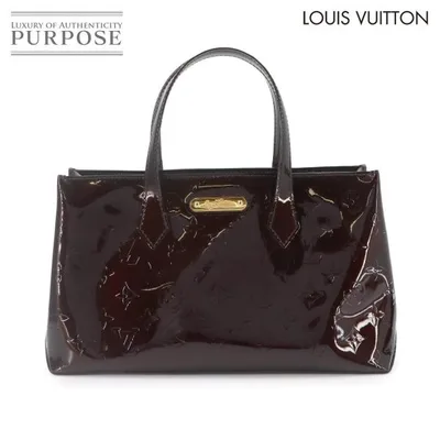 ไม่ได้ใช้ Exhibit Louis Vuitton Wilshire PM โมโนแกรม Vernis กระเป๋าถือ หนังสัตว์ Amarant M93641 90333827